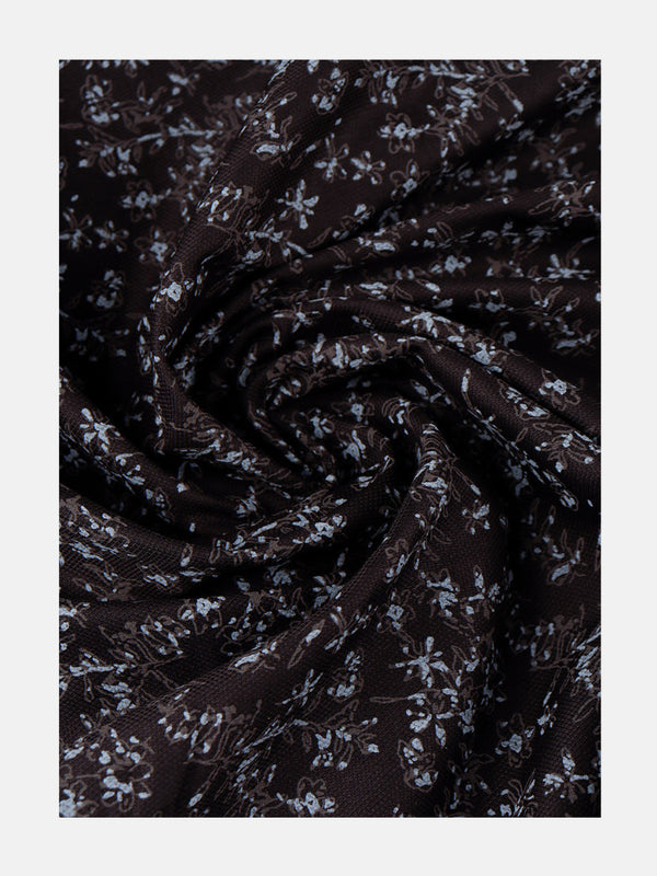 Cotton Colour Black with Grey Leaf Printed Shirt Fabric Alpha