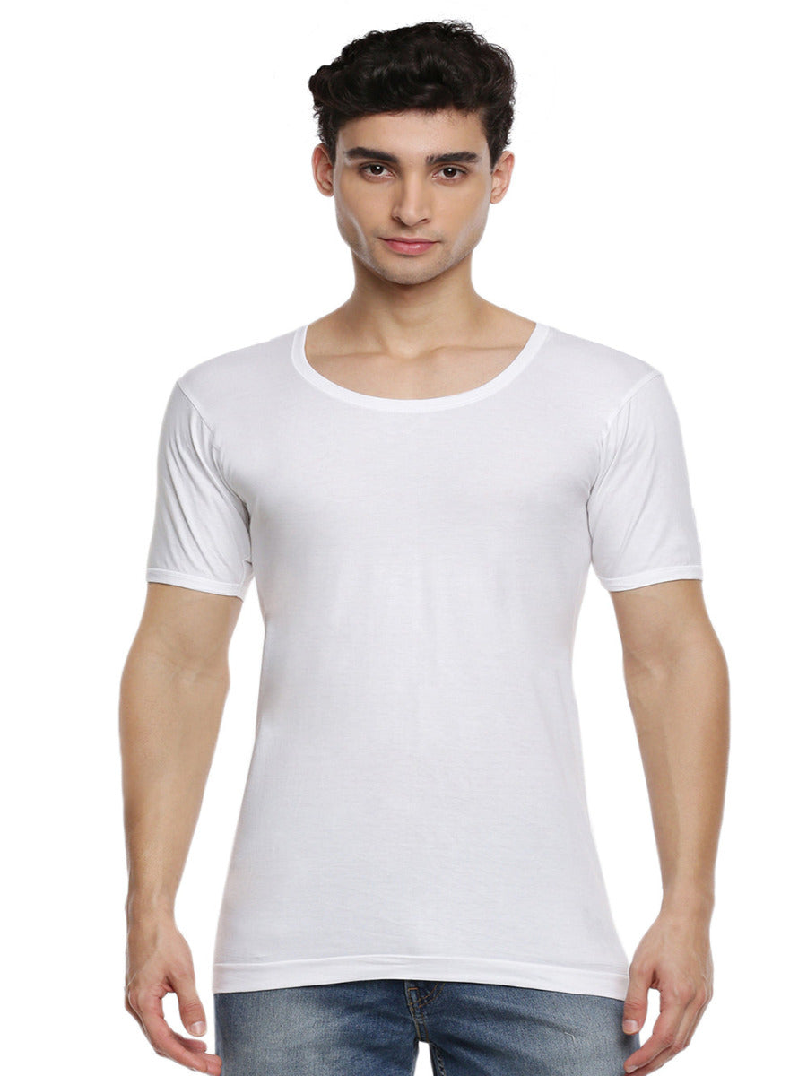 Buy Ramraj Men White Solid Pure Cotton Sleeveless Innerwear Vests