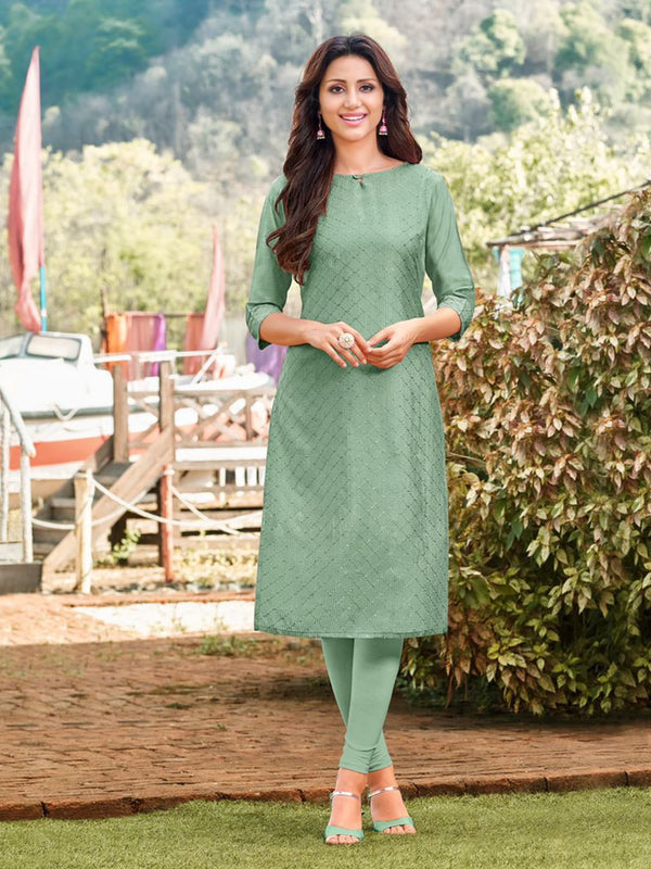 Buy Ada Hand Embroidered Sea Green Georgette Lucknowi Chikankari Straight  Kurti With Slip A911306 Online at Best Prices in India - JioMart.