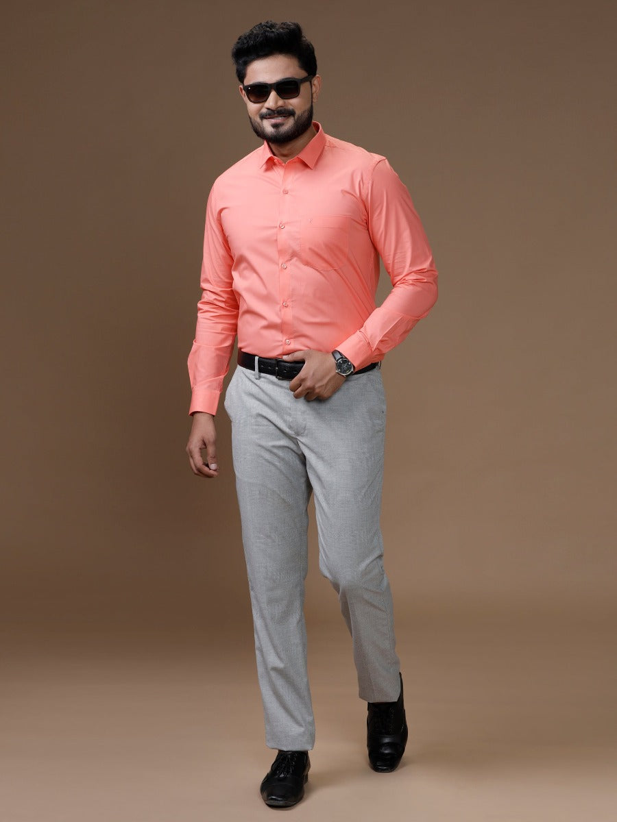 Mens Formal Cotton Spandex 2 Way Stretch Full Sleeves Light Pink Shirt