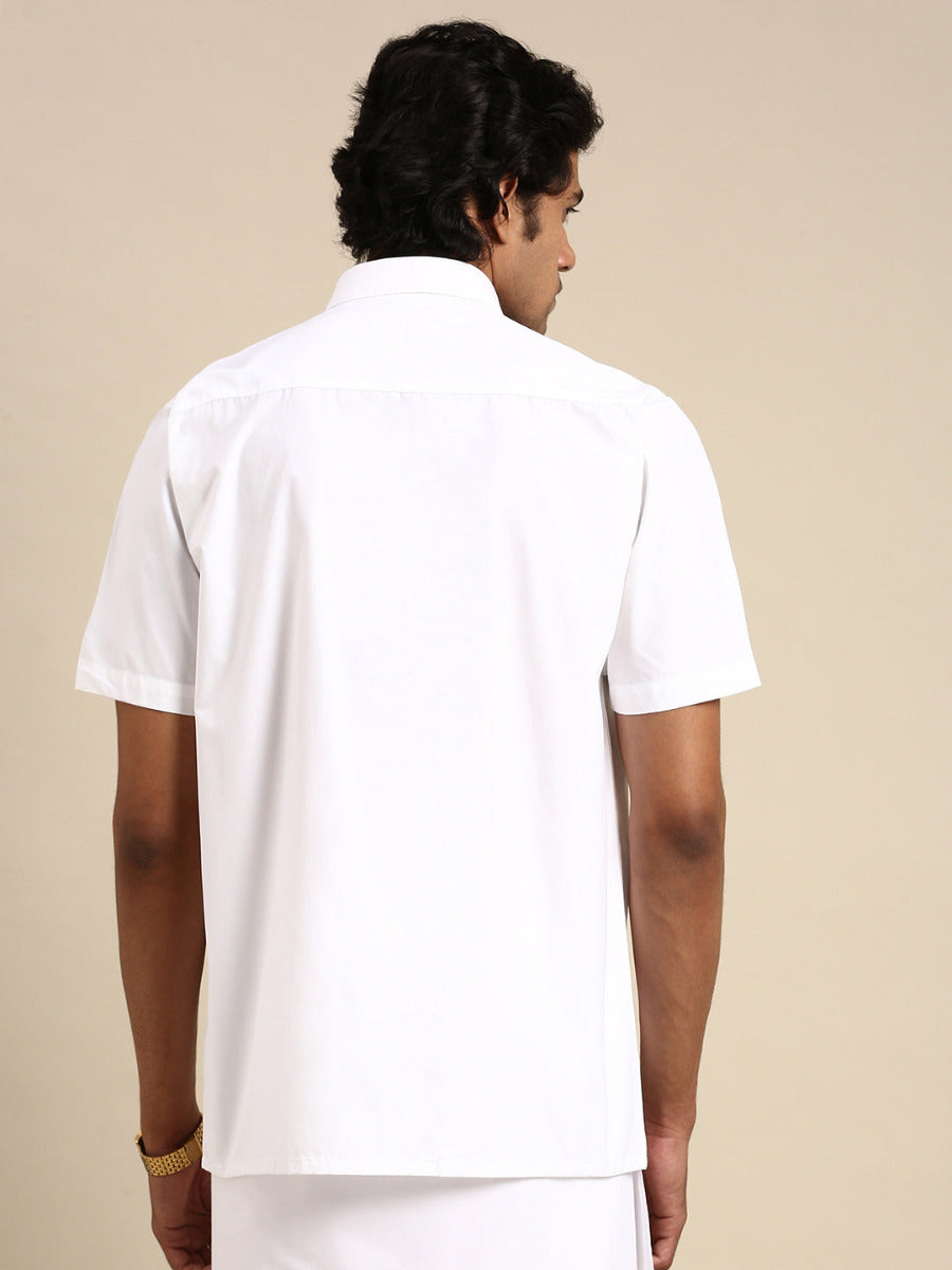 Mens Premium Pure Cotton White Shirt Half Sleeves Ultimate R4