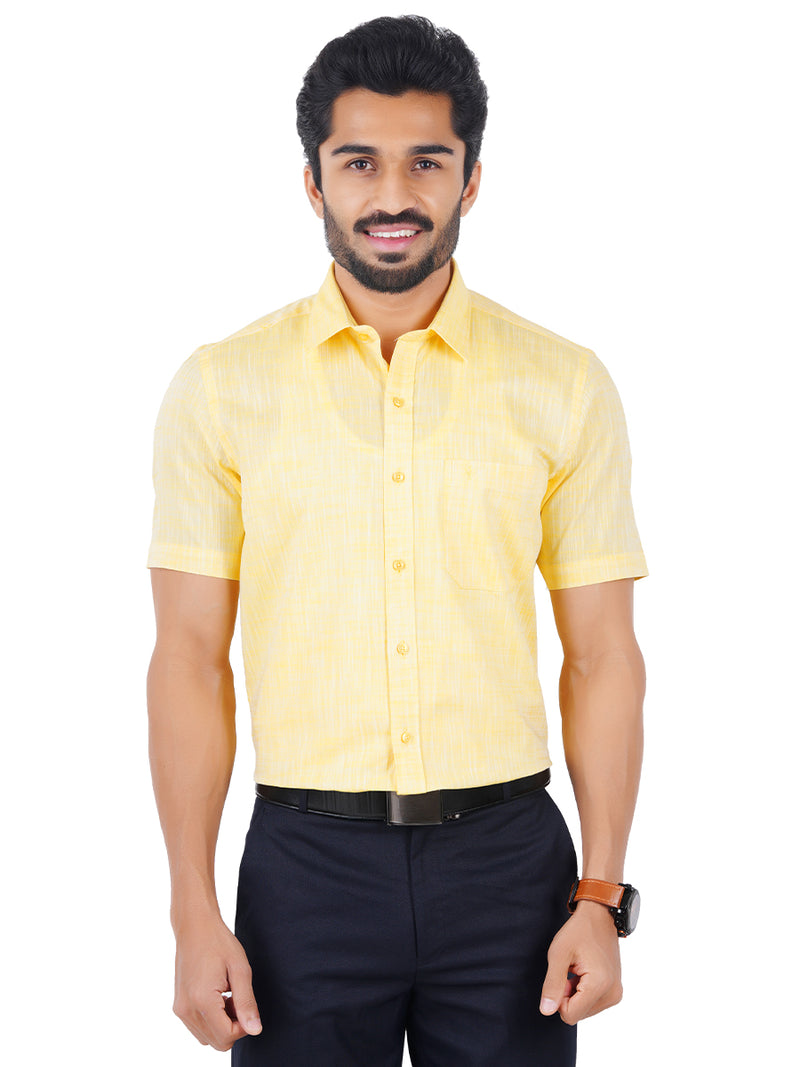 Mens Formal Shirt Half Sleeves Yellow CL2 GT14