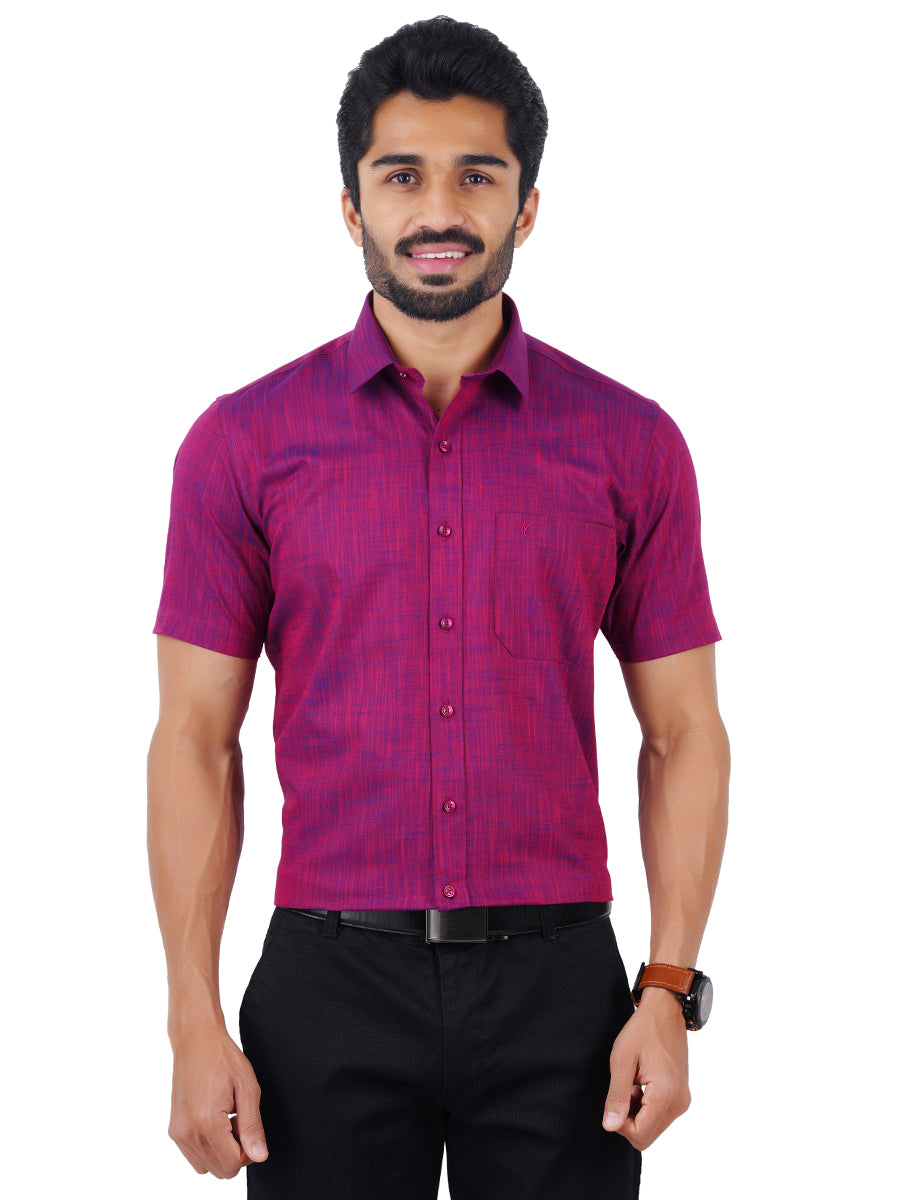 Buy Mens Formal Plain Shirt With Half Sleeves-Deep Pink |Ramraj Cotton