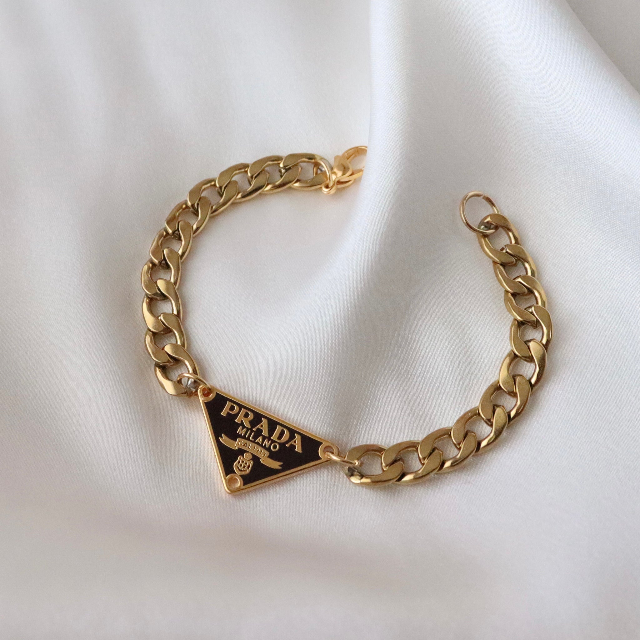 Rework Vintage Brown and Gold Prada Emblem on Necklace or Bracelet – Relic  the Label