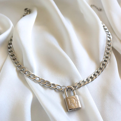 Rework Vintage Louis Vuitton Pastilles Silver Mini Lock Necklace