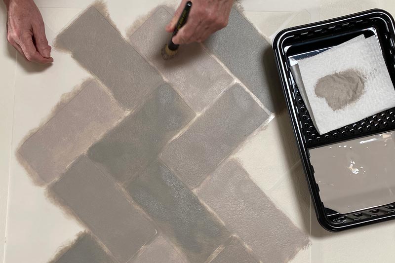 how to stencil brick pattern on floors