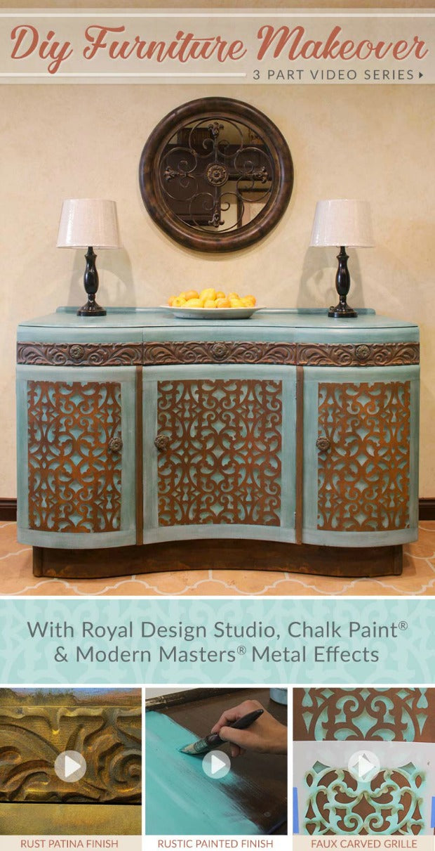 Diy Furniture Makeover Tutorial Distressed Stencils Royal