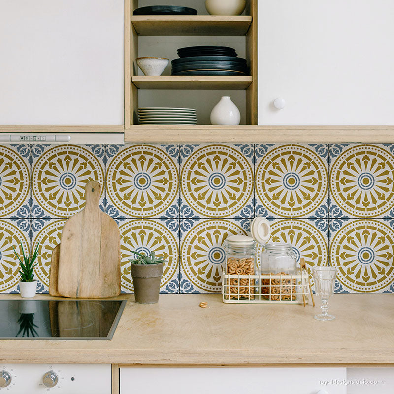 Delicate Tile Backsplash Stencil