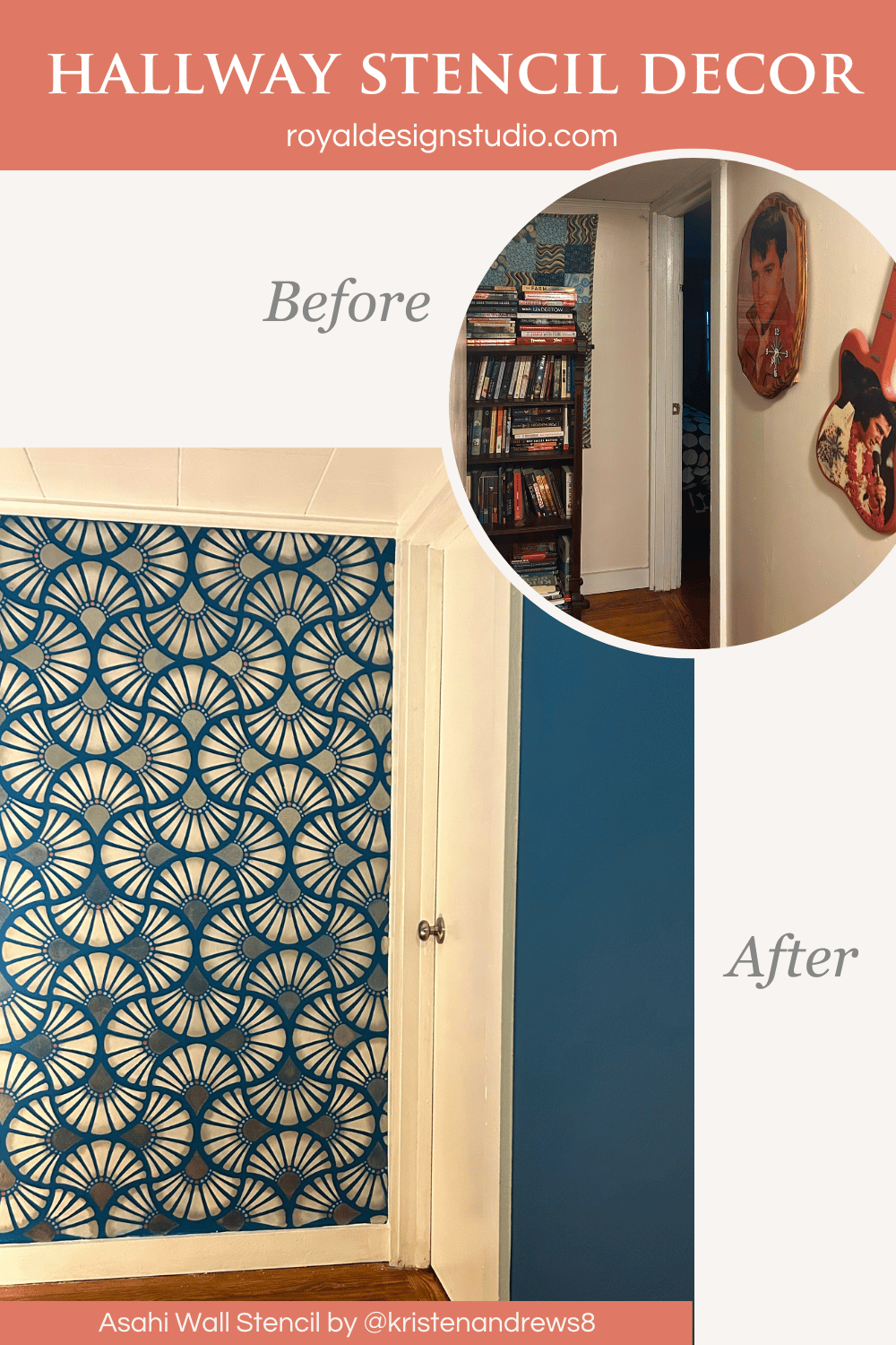 Modern wall stenciling in hallway