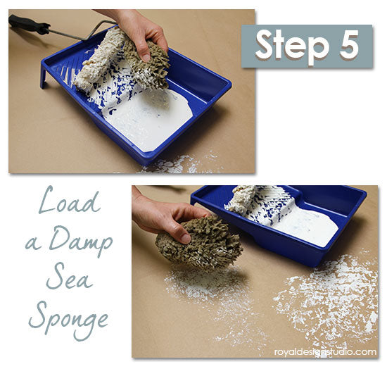 Stencil How: Use a sea sponge with stencils to create a textured pattern print