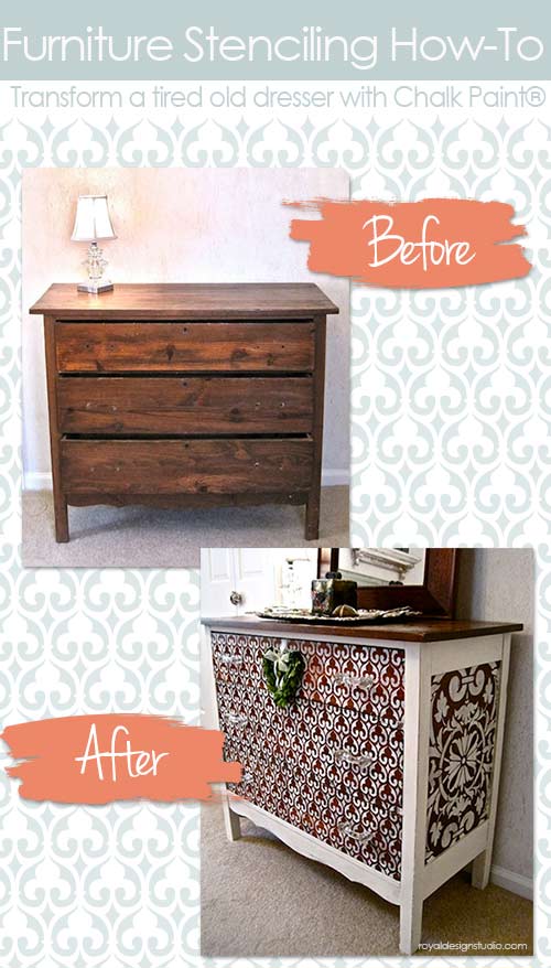 How To Stencil Wood Furniture With Chalk Paint Decorative Paint