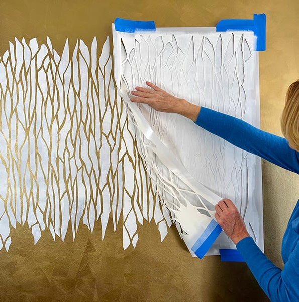 How to stencil metallic wallpaper finish for feature wall