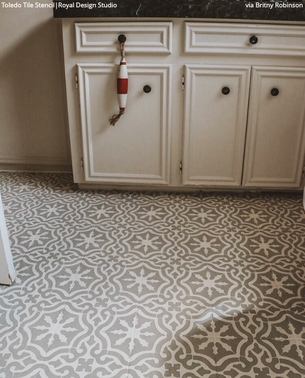 How to Paint Your Bathroom Floors with Tile Stencils - DIY Tutorial