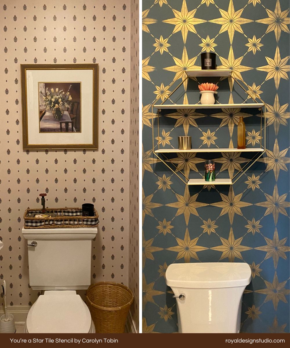 star tile stencil for bathroom wall stenciling