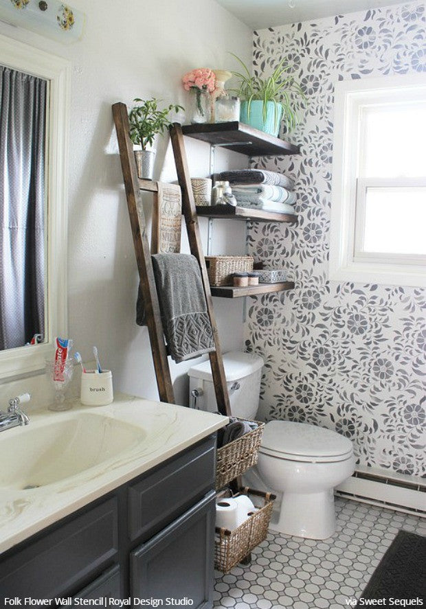 Wall Stencils The Secret To Remodeling Your Bathroom On A Budget Diy Decor