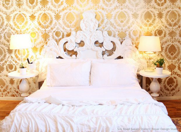 More pictures of metallic paint  Gold painted walls, Gold bedroom