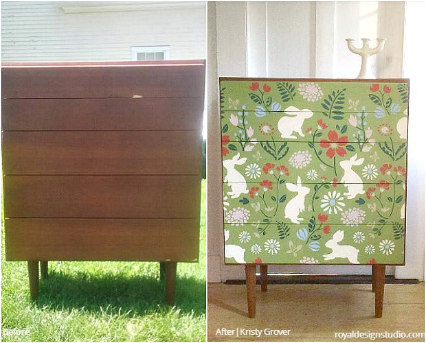 Before & After: Winning Stencil Decor Ideas for DIY Paint Projects - Royal Design Studio Stencils for Walls, Floors, and Furniture