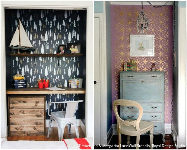 Looking for Insta-Inspiration for Your Next Stencil Project? Check out these gorgeous stenciled interiors! Royal Design Studio Stencils