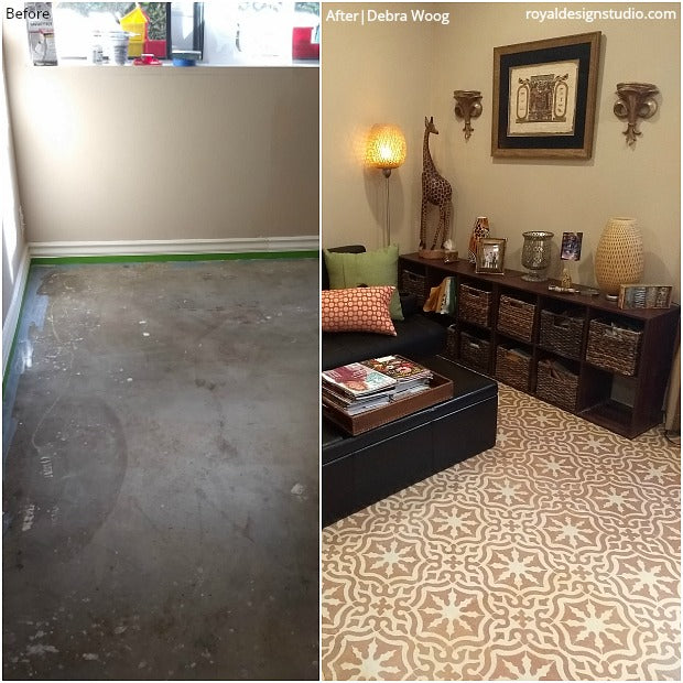 The BEST Before + After Projects: Winning Stenciled Spaces using Wall Stencils, Floor Stencils, and Furniture Stencils for Painting from Royal Design Studio - DIY Home Decor Ideas