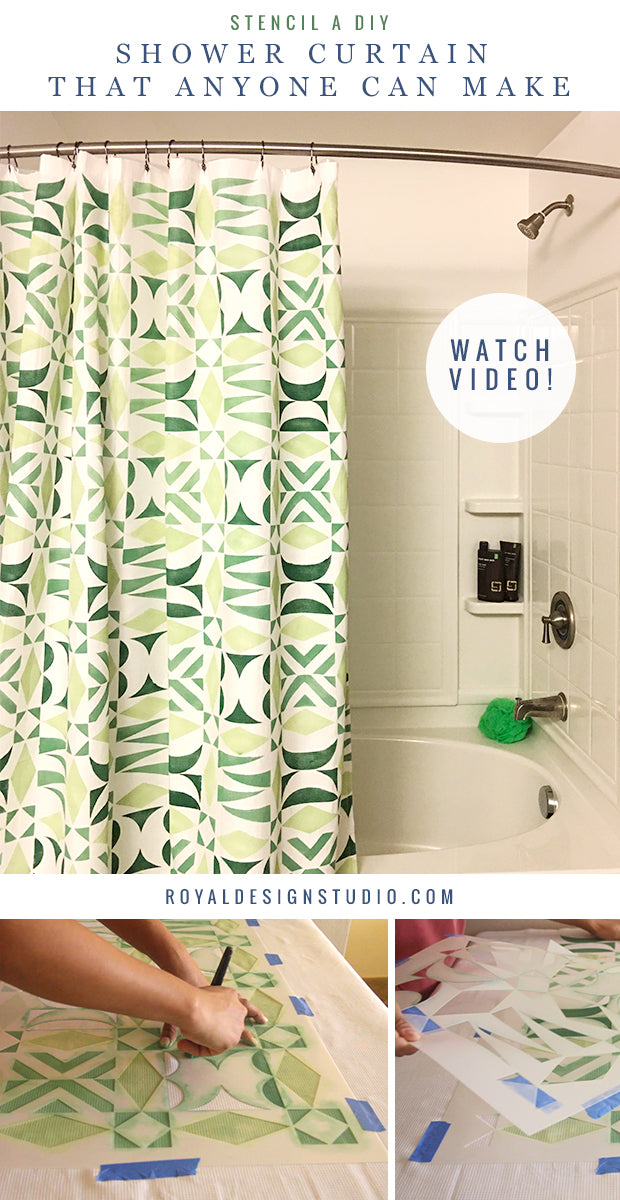 How to Stencil a DIY Shower Curtain That Anyone Can Make!