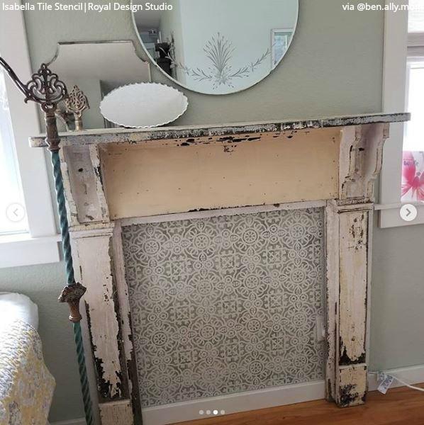 Get Cozy & Creative: Paint Your Fireplace Tiles with Stencils - Royal Design Studio Stencils for DIY Home Decor Craft Projects - royaldesignstudio.com