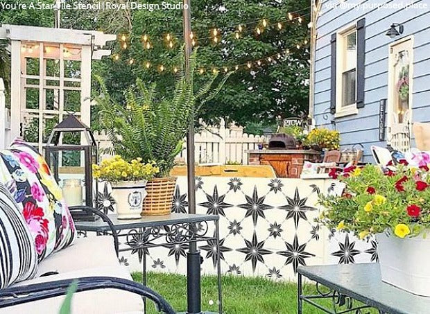 DIY Backyard Bliss: Renovate on a Dime with Furniture Paint Stencils from Royal Design Studio - royaldesignstudio.com