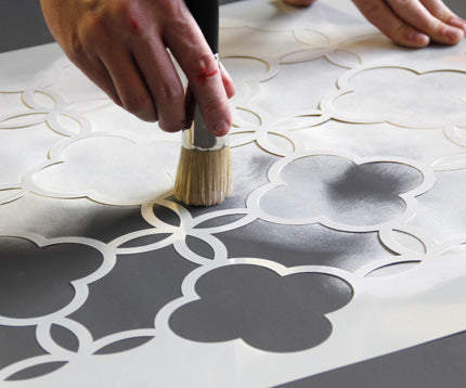 allover stenciling with a dry brush