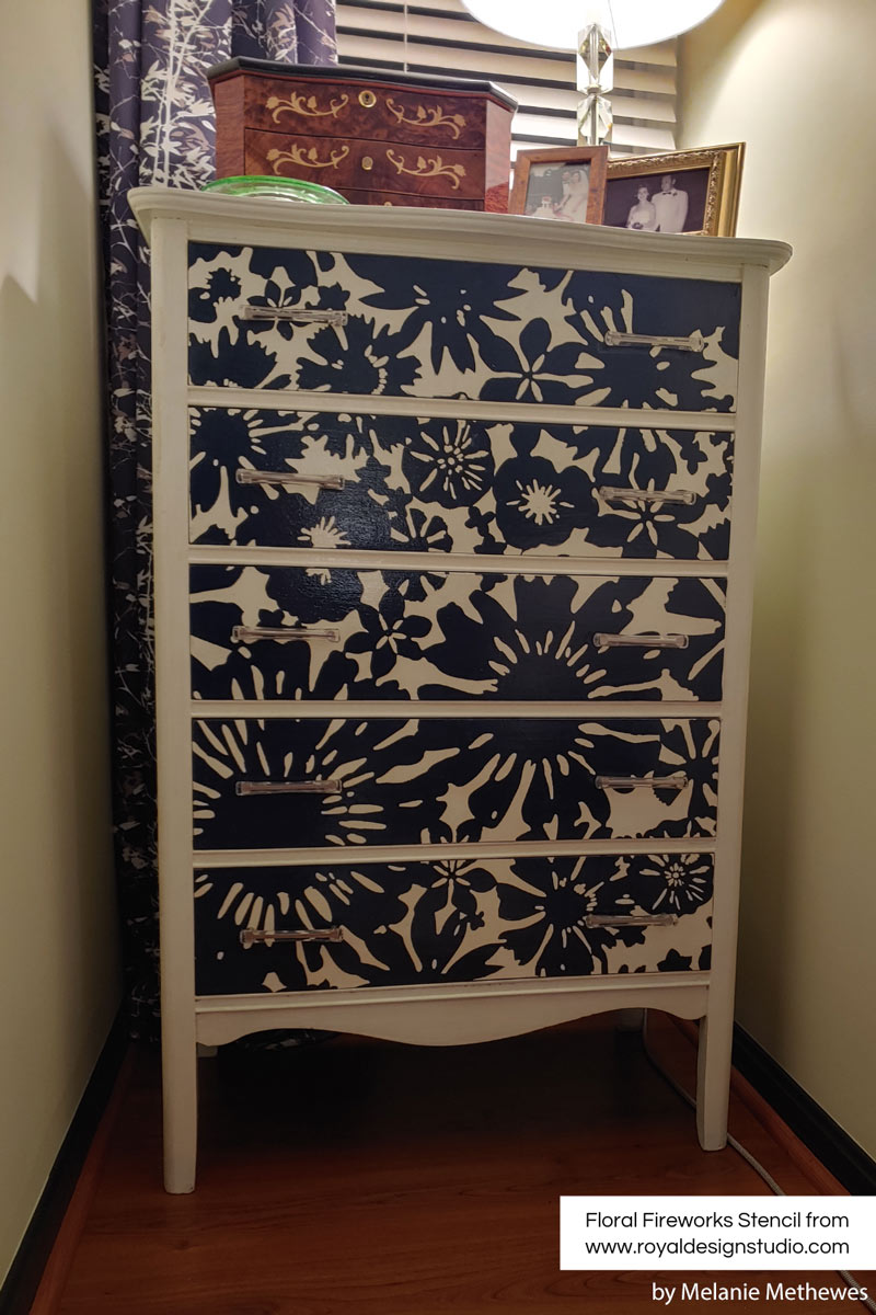 floral stencil furniture painting stenciling