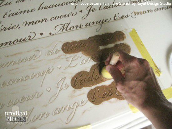 French Love Letters Furniture Stencil