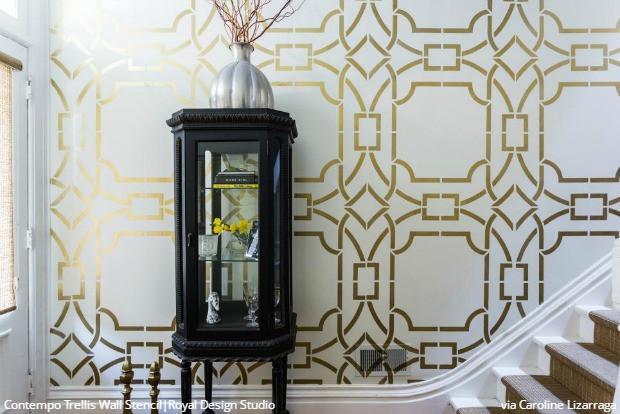 Passing Through? Stencil Your Mudroom, Foyer, or Entryway! Gorgeous DIY Decor Ideas using Large Wall Stencils for Painting from Royal Design Studio Stencils