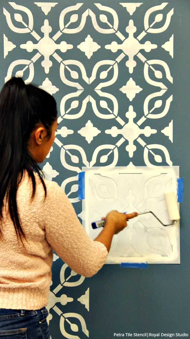 How to Stencil a Wall with Just Paint! DIY Tutorial Wall Painting