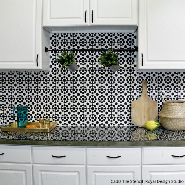 Everything You Need To Know How To Stencil A Kitchen Tile Backsplash Royal Design Studio Stencils