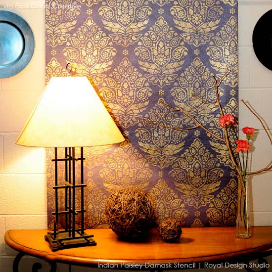 beautiful stenciled canvas art using Royal Design Studio stencils