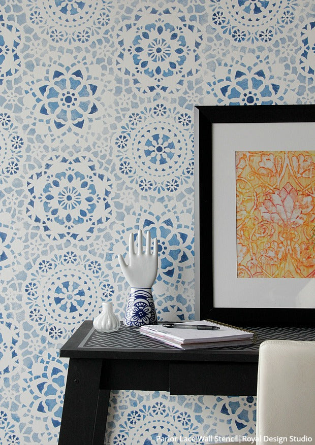 Paint Your Own Indigo Wallpaper Look With Wall Stencils Royal Design Studio Stencils
