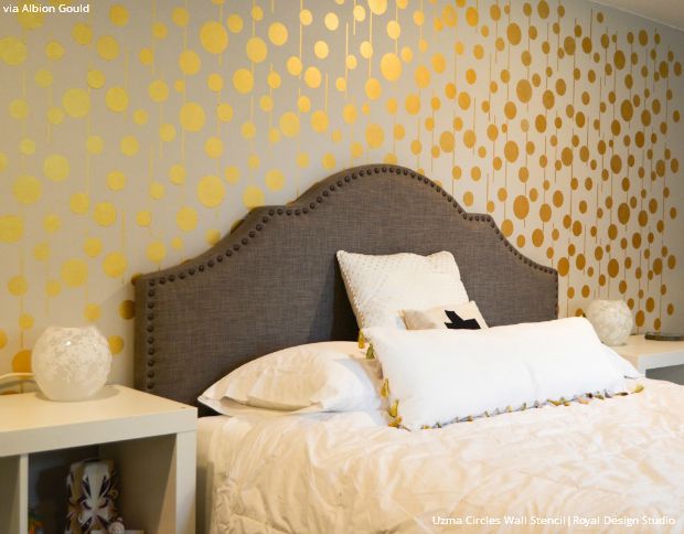Gold Wallpaper Wall Stencils Diy Ideas For Metallic Home