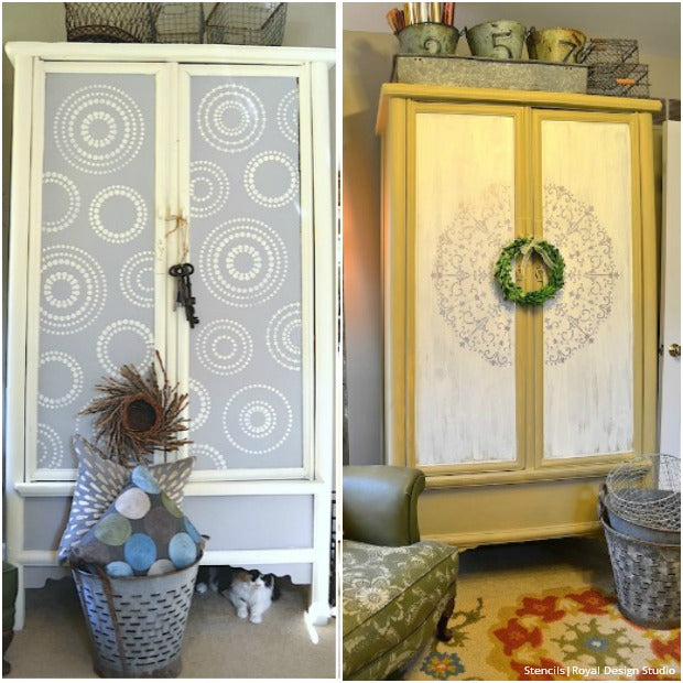 20 DIY Cabinet Door Makeovers and Painting Ideas with Furniture Stencils from Royal Design Studio