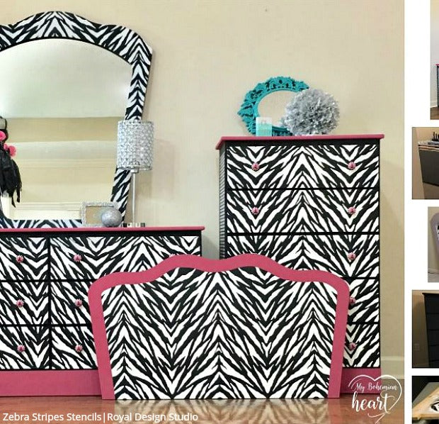 Perfect Pink Furniture Makeovers for a Girls Room - DIY Home Decor Ideas - Furniture Painting Stencils from Royal Design Studio