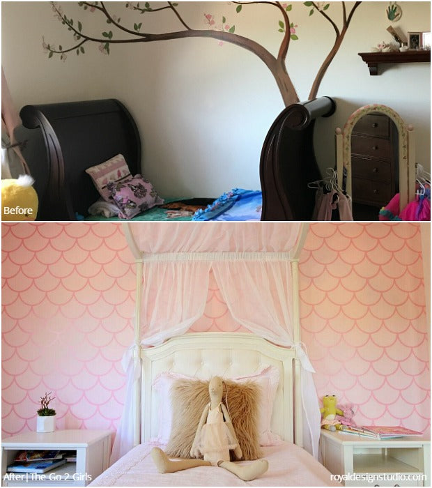 Before & After: Winning Stencil Decor Ideas for DIY Paint Projects - Royal Design Studio Stencils for Walls, Floors, and Furniture