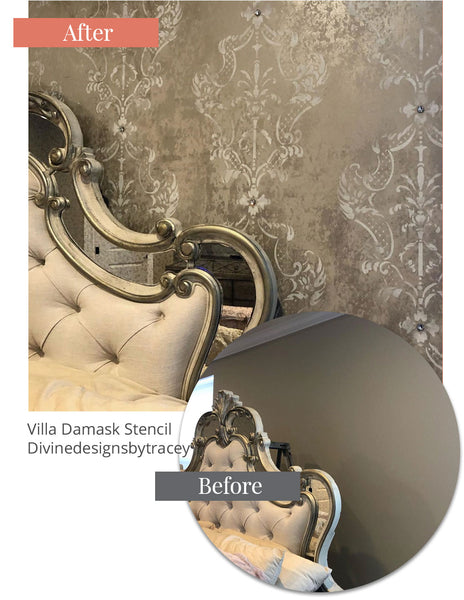 Damask wall stencil