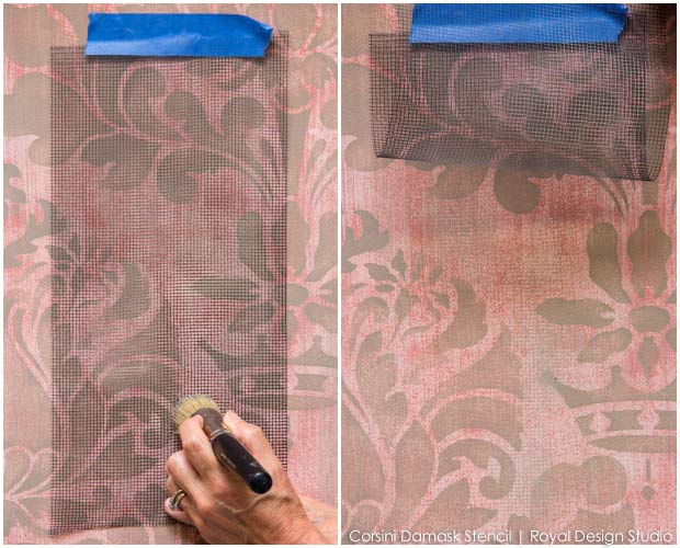 Decorative Painting Tutorial creating a Fabric Texture Wall Finish using Wall Stencils from Royal Design Studio