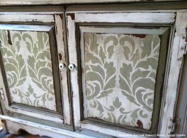 20 DIY Cabinet Door Makeovers and Painting Ideas with Furniture Stencils from Royal Design Studio