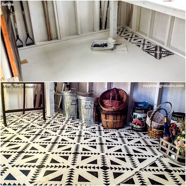 The BEST Before + After Projects: Winning Stenciled Spaces using Wall Stencils, Floor Stencils, and Furniture Stencils for Painting from Royal Design Studio - DIY Home Decor Ideas