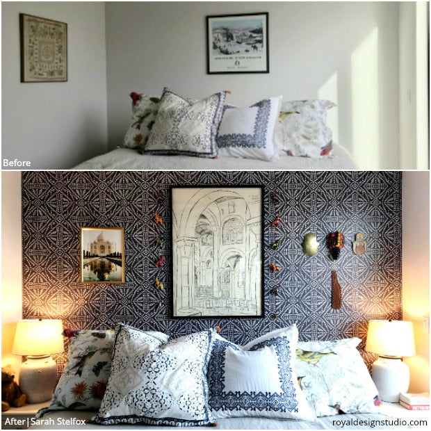 The BEST Before + After Projects: Winning Stenciled Spaces using Wall Stencils, Floor Stencils, and Furniture Stencils for Painting from Royal Design Studio - DIY Home Decor Ideas