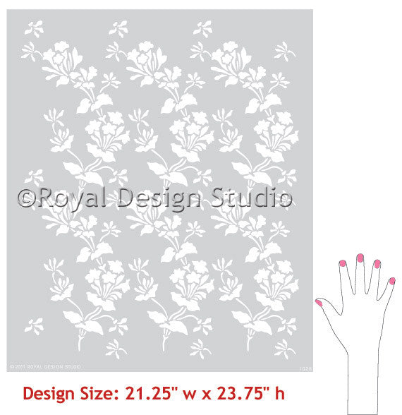 Flower Stencils | Bellflower Allover Stencil | Royal Design Studio Stencils