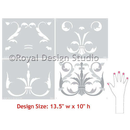 Stencils | Designer Stencil Acanthus Crown A | Royal Design Studio Stencils