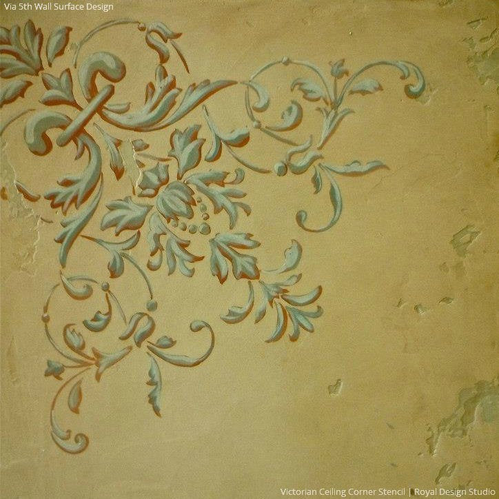 Ceiling Stencils | Victorian Ceiling Corner Stencil