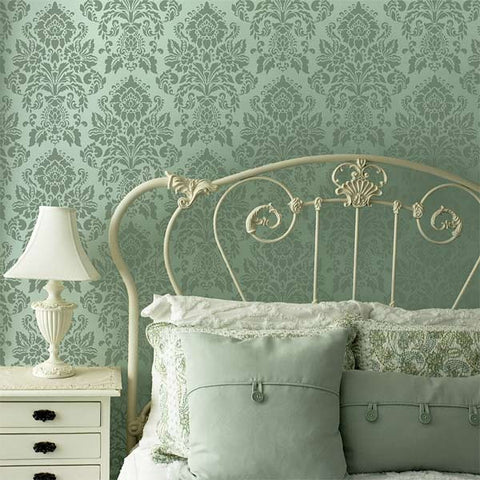Damask Wall Stencils - Large Wall Stencils for DIY Designer ... - Large Damask Classic Wallpaper Wall Stencils for Decorative Painting  Vintage Decor