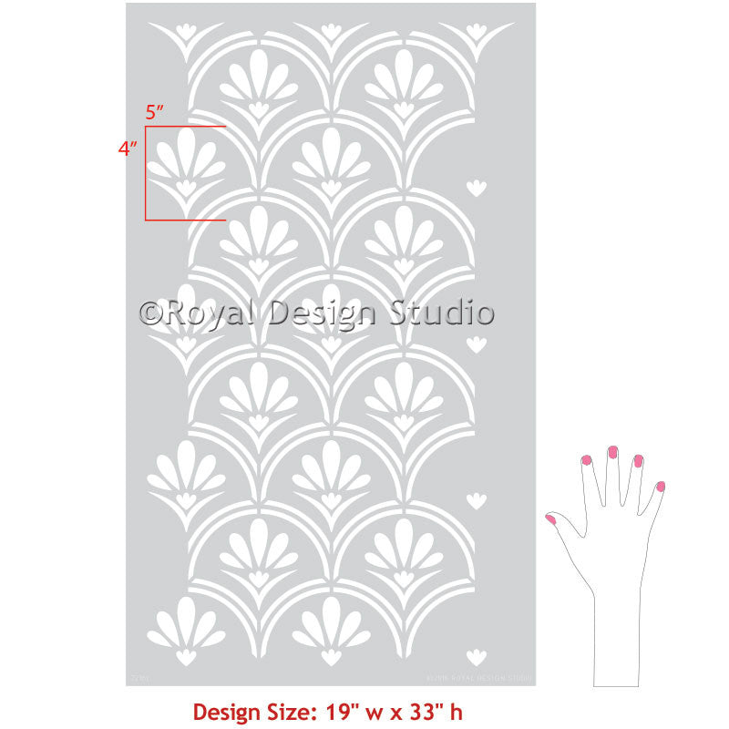 Art Deco Fanfare Raven + Lily Wall Stencil | Royal Design Studio Stencils