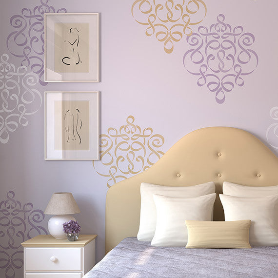 Persian Garden Damask Wall Stencil