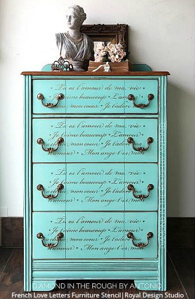 French Love Letters Furniture Stencil Stenciling For Diy Home